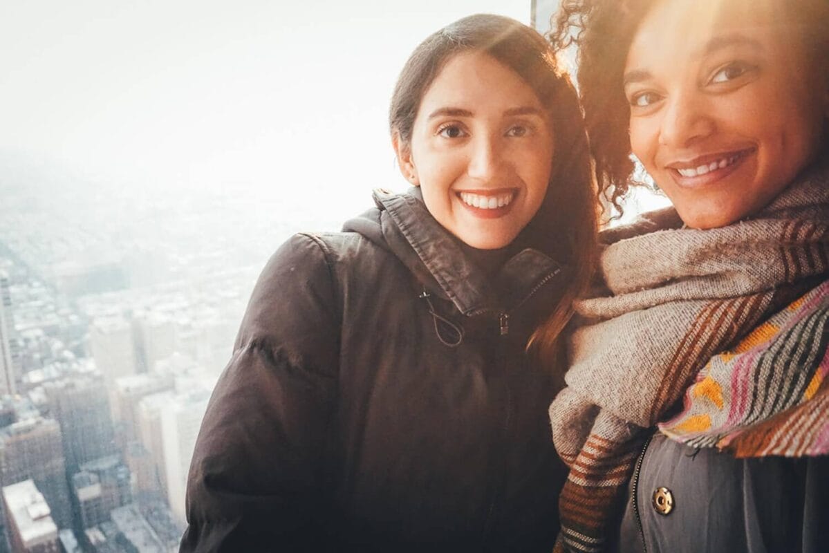 two afro-latinas, olivia and gerry, at overlook