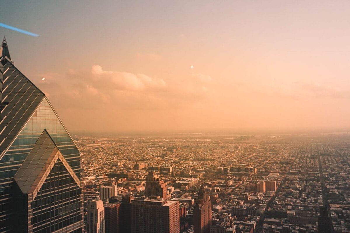 Philly skyline city sunset