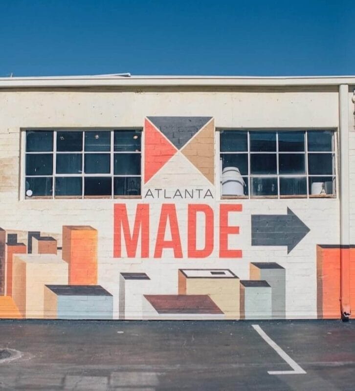 building street mural that says Atlanta Made
