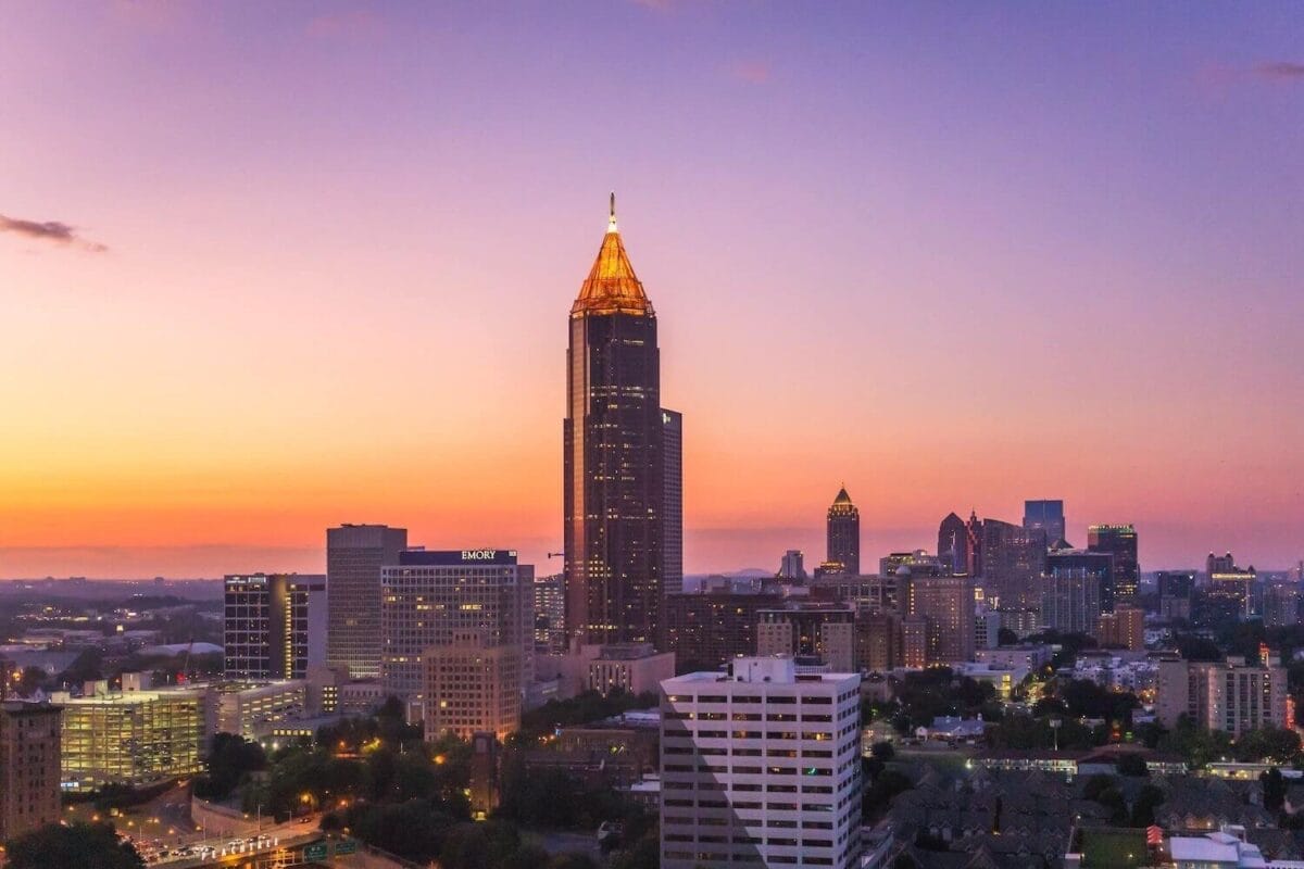 atlanta city skyline at sunset