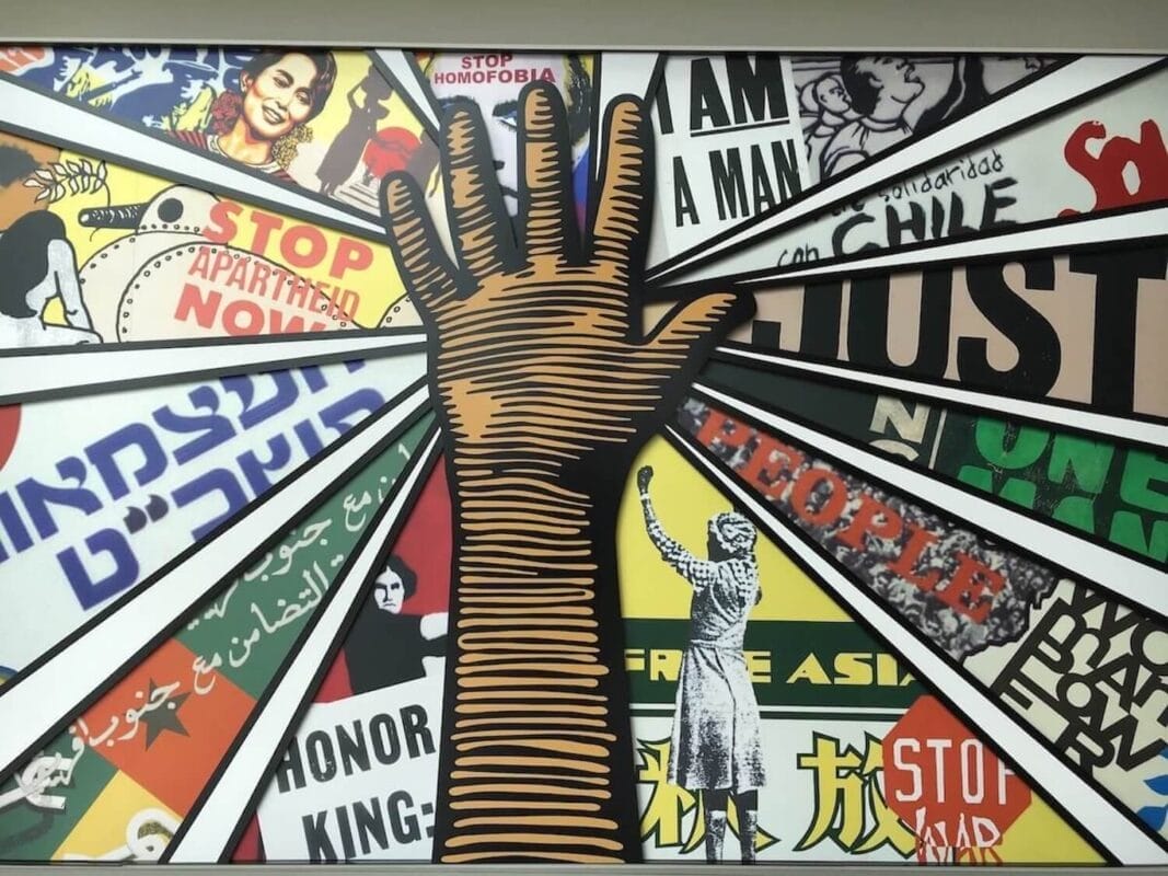 civil rights mural at a museum