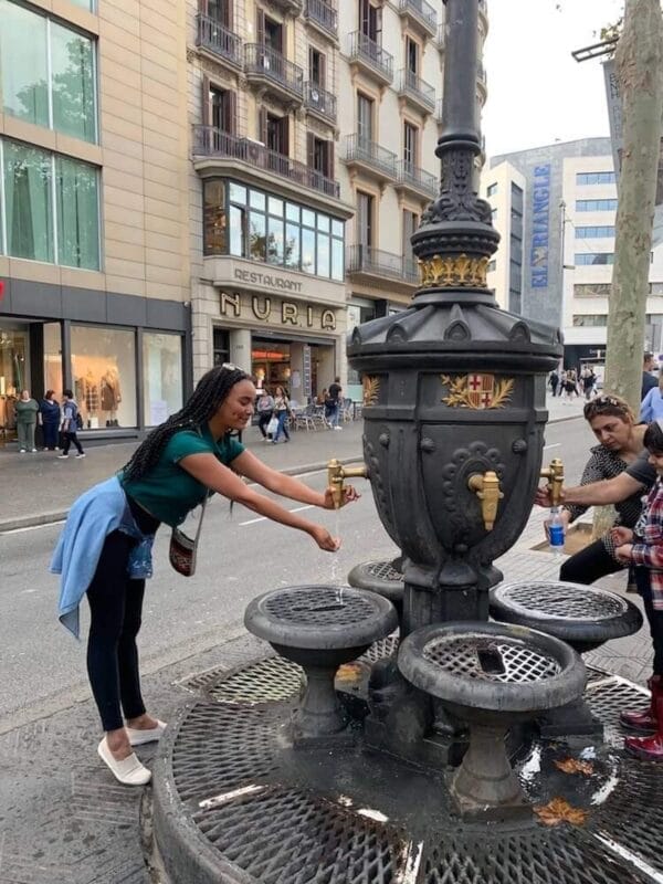 Canaletes fountain in the ramblas street of Barcelona
