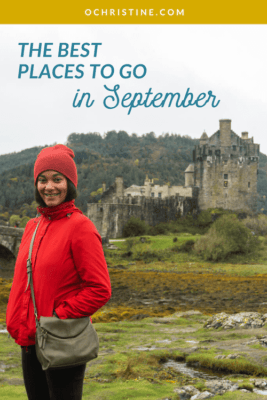 Pinterest image of a Scottish cadtle with text overlay that reads "Best places to go in September"