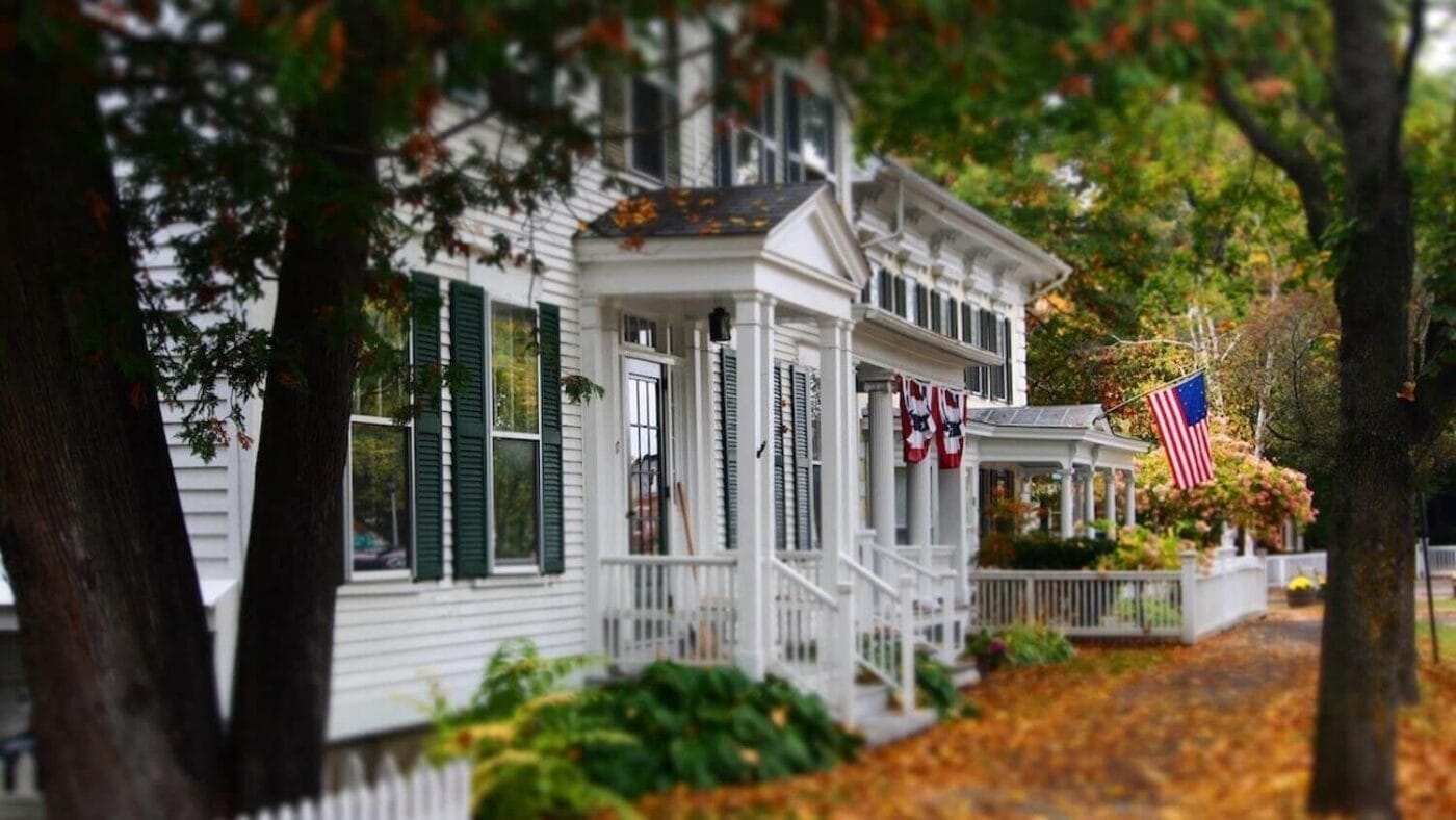 Traditional Vermont home with white porch