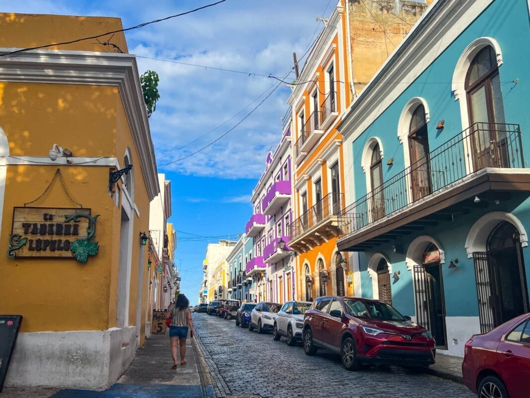 colorful colonial houses and cobblestone streets in Old San Juan