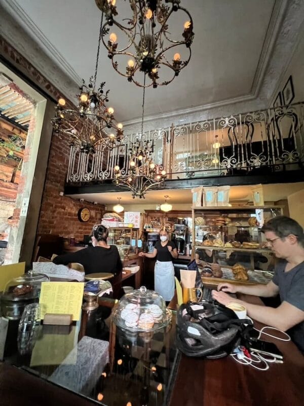 interior of european style cafe bakery