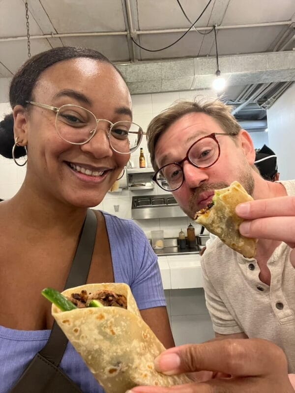 couple eating tacos