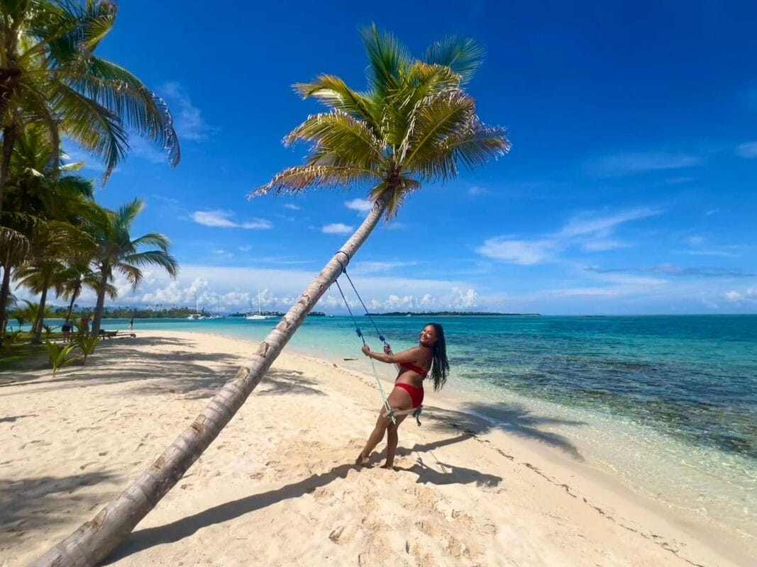 Swing from the island's palm trees