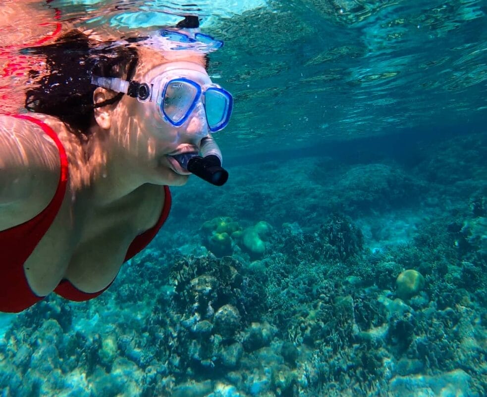 Snorkeling underwater in the Caribbean Sea